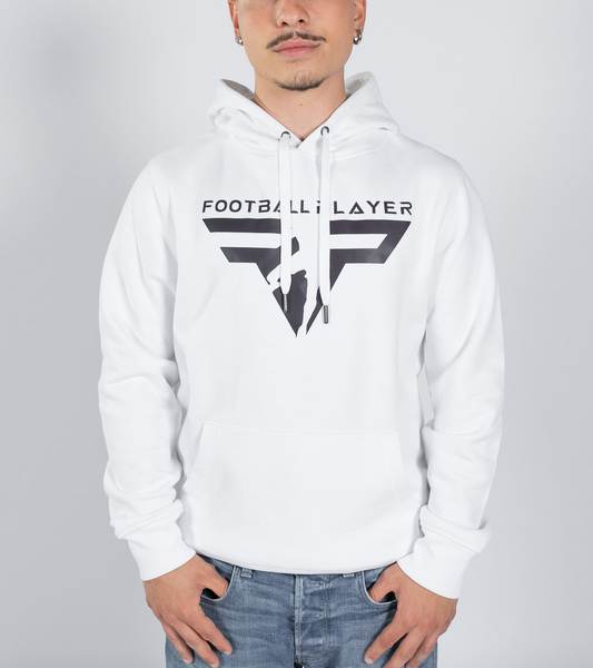 Felpa Bianca Uomo con Cappuccio - Logo Football Player