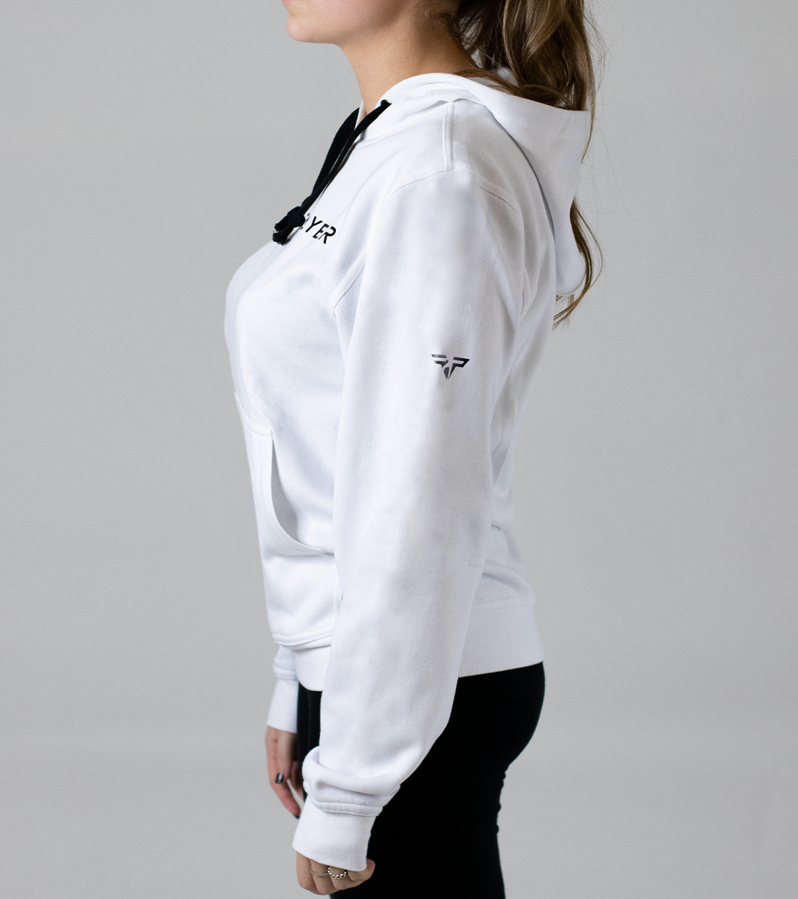 Felpa Bianca Donna con Cappuccio - Logo Scritta Football Player