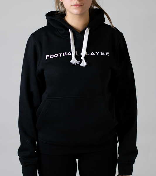 Felpa Nera Donna con Cappuccio - Logo Scritta Football Player
