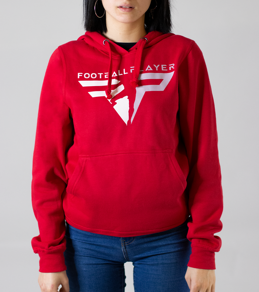 Felpa Rossa Donna Con Cappuccio - Logo Football Player
