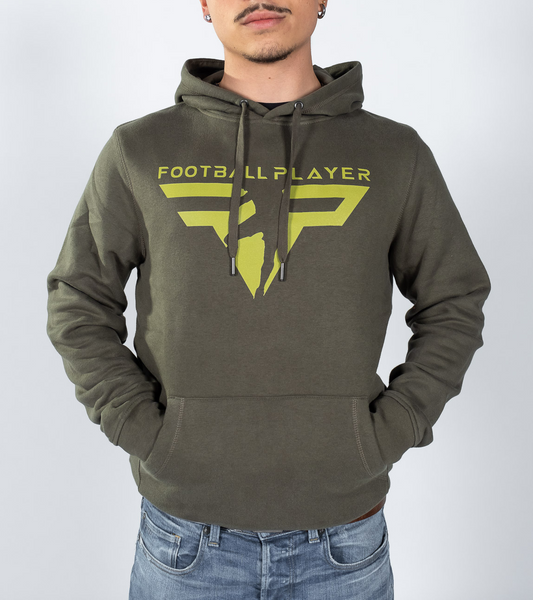 Felpa Verde Uomo con Cappuccio - Logo Football Player