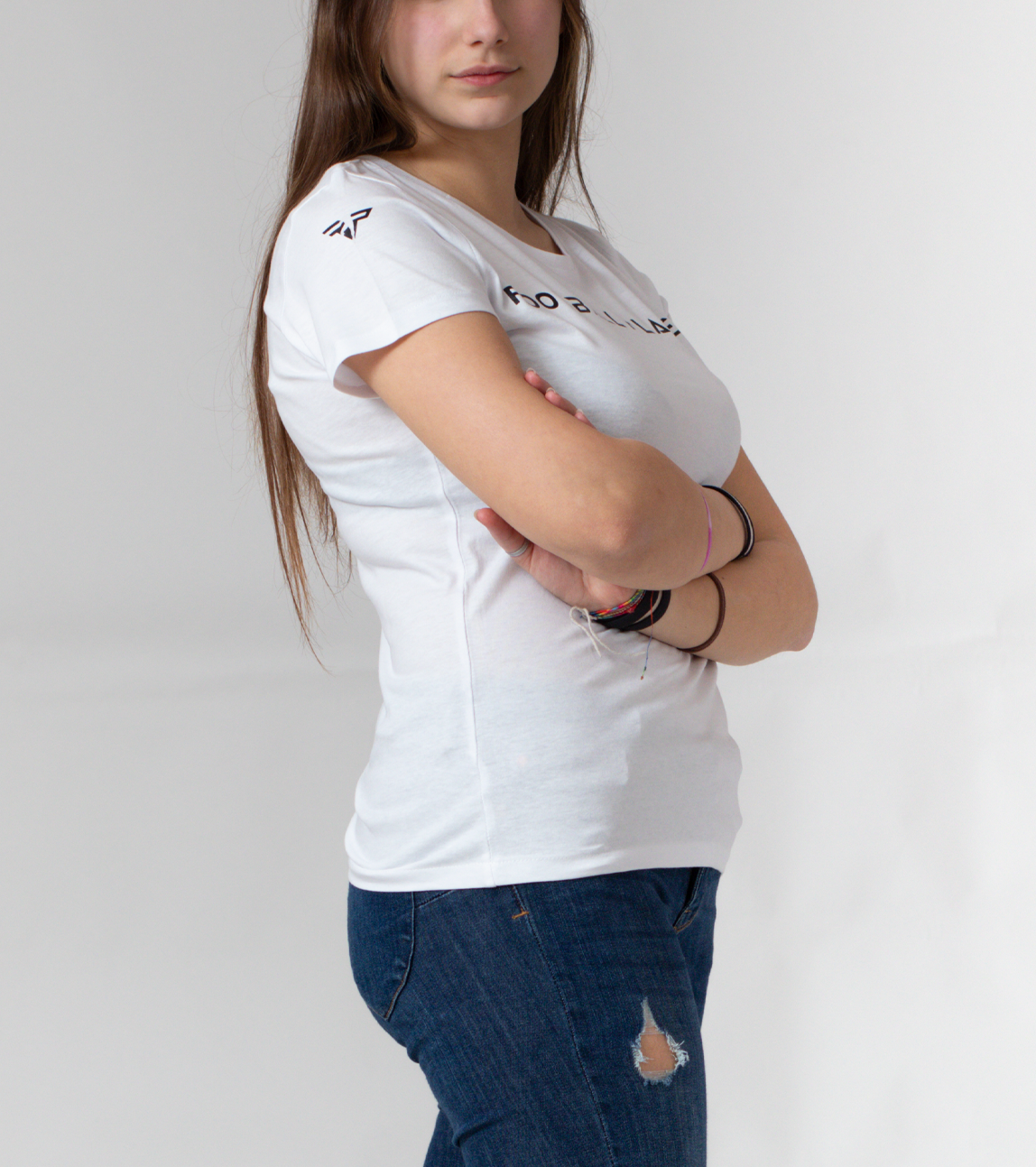 T-Shirt Bianca Donna - Logo Scritta Football Player