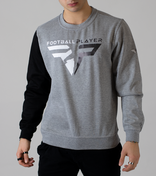 Felpa Grigia/Nera Uomo Girocollo - Logo Vintage Football Player