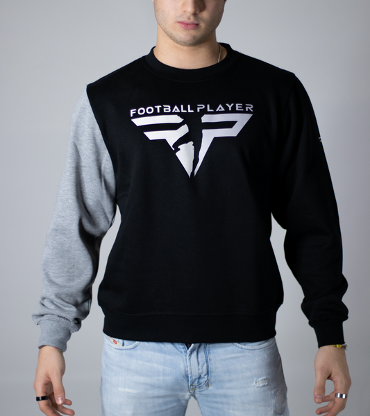 Felpa Nera/Grigia Uomo Girocollo - Logo Football Player