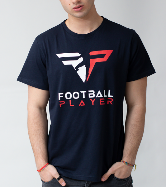 T-Shirt Blu Uomo - Logo Bianco/Rosso Football Player