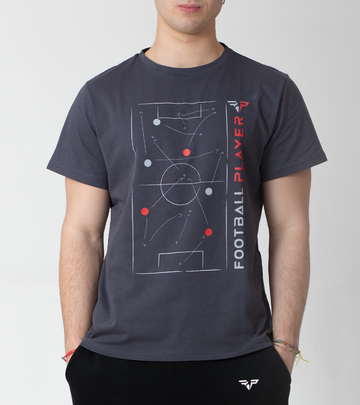 T Shirt Grigia Uomo Schema Football Player